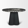 Mercana Marilyn 48" Black Forest Marble Black Wood Pedestal Round Dining Table 2