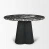 Mercana Marilyn 48" Black Forest Marble Black Wood Pedestal Round Dining Table 2 - Mercana Marilyn 48" Black Forest Marble Black Wood Pedestal Round Dining Table 2
