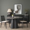 Mercana Marilyn 48" Black Forest Marble Black Wood Pedestal Round Dining Table