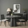 Mercana Marilyn 48" Black Forest Marble Black Wood Pedestal Round Dining Table - Mercana Marilyn 48" Black Forest Marble Black Wood Pedestal Round Dining Table
