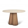 Mercana Marilyn 48" Botticino Marble With Light Brown Wood Base Dining Table Top