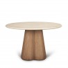 Mercana Marilyn 48" Botticino Marble With Light Brown Wood Base Dining Table 4