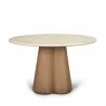 Mercana Marilyn 48" Botticino Marble With Light Brown Wood Base Dining Table 4 - Mercana Marilyn 48" Botticino Marble With Light Brown Wood Base Dining Table 4