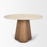 Mercana Marilyn 48" Botticino Marble With Light Brown Wood Base Dining Table 3