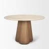 Mercana Marilyn 48" Botticino Marble With Light Brown Wood Base Dining Table 3 - Mercana Marilyn 48" Botticino Marble With Light Brown Wood Base Dining Table 3