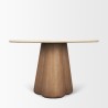Mercana Marilyn 48" Botticino Marble With Light Brown Wood Base Dining Table 1