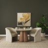 Mercana Marilyn 48" Botticino Marble With Light Brown Wood Base Dining Table