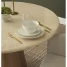 Mercana Marilyn 48" Botticino Marble With Light Brown Wood Base Dining Table 2 - Mercana Marilyn 48" Botticino Marble With Light Brown Wood Base Dining Table 2