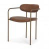 Mercana Parker Brown Leather Seat Gold Metal Frame Dining Chair 1