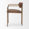 Mercana Parker Brown Leather Seat Gold Metal Frame Dining Chair Side