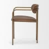 Mercana Parker Brown Leather Seat Gold Metal Frame Dining Chair Side - Mercana Parker Brown Leather Seat Gold Metal Frame Dining Chair Side