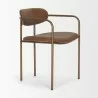 Mercana Parker Brown Leather Seat Gold Metal Frame Dining Chair Other Side - Mercana Parker Brown Leather Seat Gold Metal Frame Dining Chair Other Side