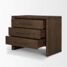 Mercana Belford 3-Drawer Dark Brown Oak Wood Closed Nightstand Open