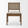 Mercana Reid Framed Brown Cane Cream Fabric Dining Chair Front