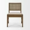 Mercana Reid Framed Brown Cane Cream Fabric Dining Chair Front - Mercana Reid Framed Brown Cane Cream Fabric Dining Chair Front