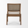 Mercana Reid Framed Brown Cane Cream Fabric Dining Chair Back