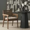 Mercana Reid Framed Brown Cane Cream Fabric Dining Armchair - Mercana Reid Framed Brown Cane Cream Fabric Dining Armchair