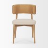 Mercana Motley Curved Open Back Cream Fabric and Tan Leather Dining Chair Front