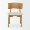 Mercana Motley Curved Open Back Cream Fabric and Tan Leather Dining Chair Front - Mercana Motley Curved Open Back Cream Fabric and Tan Leather Dining Chair Front