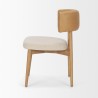 Mercana Motley Curved Open Back Cream Fabric and Tan Leather Dining Chair Other Side