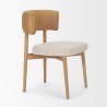 Mercana Motley Curved Open Back Cream Fabric and Tan Leather Dining Chair Side
