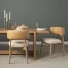 Mercana Motley Curved Open Back Cream Fabric and Tan Leather Dining Chair - Mercana Motley Curved Open Back Cream Fabric and Tan Leather Dining Chair