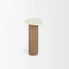 Mercana Marbrello Botticino Marble Top Light Brown Fluted Wood Half Moon Console Table Side - Mercana Marbrello Botticino Marble Top Light Brown Fluted Wood Half Moon Console Table Side