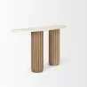 Mercana Marbrello Botticino Marble Top Light Brown Fluted Wood Half Moon Console Table 4 - Mercana Marbrello Botticino Marble Top Light Brown Fluted Wood Half Moon Console Table 4