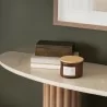 Mercana Marbrello Botticino Marble Top Light Brown Fluted Wood Half Moon Console Table Top - Mercana Marbrello Botticino Marble Top Light Brown Fluted Wood Half Moon Console Table Top