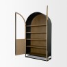 Mercana Sloan 47.5W x 80.5H Light Brown With Black Metal Frame Arched Cabinet Open