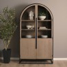 Mercana Sloan 47.5W x 80.5H Light Brown With Black Metal Frame Arched Cabinet