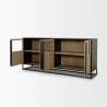 Mercana Sloan 80" Light Brown Wood With Black Metal Frame Sideboard Open
