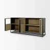 Mercana Sloan 80" Light Brown Wood With Black Metal Frame Sideboard Open - Mercana Sloan 80" Light Brown Wood With Black Metal Frame Sideboard Open