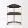Mercana Hollyfield II Charcoal-Brown Leather Seat Gold Iron Frame Dining Chair Front
