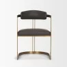 Mercana Hollyfield II Charcoal-Brown Leather Seat Gold Iron Frame Dining Chair Front - Mercana Hollyfield II Charcoal-Brown Leather Seat Gold Iron Frame Dining Chair Front