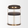 Mercana Hollyfield II Charcoal-Brown Leather Seat Gold Iron Frame Dining Chair Back