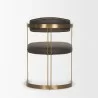 Mercana Hollyfield II Charcoal-Brown Leather Seat Gold Iron Frame Dining Chair Back - Mercana Hollyfield II Charcoal-Brown Leather Seat Gold Iron Frame Dining Chair Back