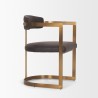 Mercana Hollyfield II Charcoal-Brown Leather Seat Gold Iron Frame Dining Chair Side
