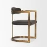 Mercana Hollyfield II Charcoal-Brown Leather Seat Gold Iron Frame Dining Chair Side - Mercana Hollyfield II Charcoal-Brown Leather Seat Gold Iron Frame Dining Chair Side
