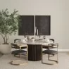 Mercana Hollyfield II Charcoal-Brown Leather Seat Gold Iron Frame Dining Chair - Mercana Hollyfield II Charcoal-Brown Leather Seat Gold Iron Frame Dining Chair