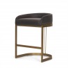 Mercana Hollyfield II Charcoal-Brown Leather Seat Gold Metal Base Counter Stool 1