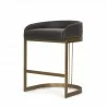 Mercana Hollyfield II Charcoal-Brown Leather Seat Gold Metal Base Counter Stool 1 - Mercana Hollyfield II Charcoal-Brown Leather Seat Gold Metal Base Counter Stool 1