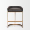 Mercana Hollyfield II Charcoal-Brown Leather Seat Gold Metal Base Counter Stool Front