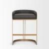 Mercana Hollyfield II Charcoal-Brown Leather Seat Gold Metal Base Counter Stool Front - Mercana Hollyfield II Charcoal-Brown Leather Seat Gold Metal Base Counter Stool Front