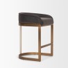 Mercana Hollyfield II Charcoal-Brown Leather Seat Gold Metal Base Counter Stool Side