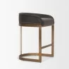Mercana Hollyfield II Charcoal-Brown Leather Seat Gold Metal Base Counter Stool Side - Mercana Hollyfield II Charcoal-Brown Leather Seat Gold Metal Base Counter Stool Side