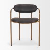 Mercana Parker Charcoal-Brown Leather Seat Gold Metal Dining Chair Front