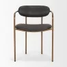 Mercana Parker Charcoal-Brown Leather Seat Gold Metal Dining Chair Front - Mercana Parker Charcoal-Brown Leather Seat Gold Metal Dining Chair Front