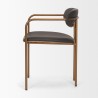 Mercana Parker Charcoal-Brown Leather Seat Gold Metal Dining Chair Side