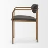 Mercana Parker Charcoal-Brown Leather Seat Gold Metal Dining Chair Side - Mercana Parker Charcoal-Brown Leather Seat Gold Metal Dining Chair Side